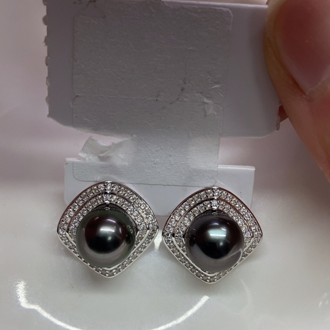 海水珍珠耳饰银S925镶嵌
