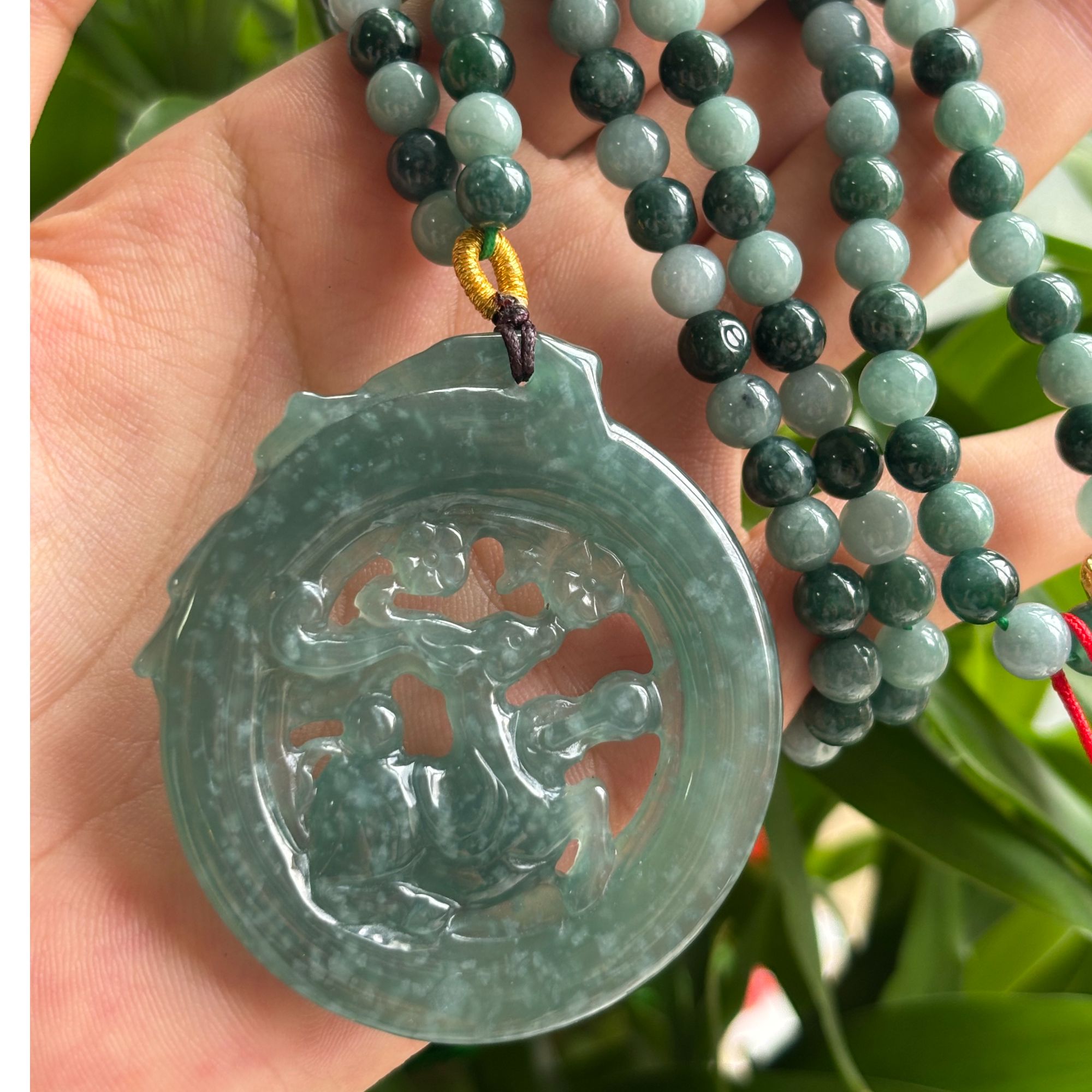 天然翡翠A货一路有你仿古牌（含链）