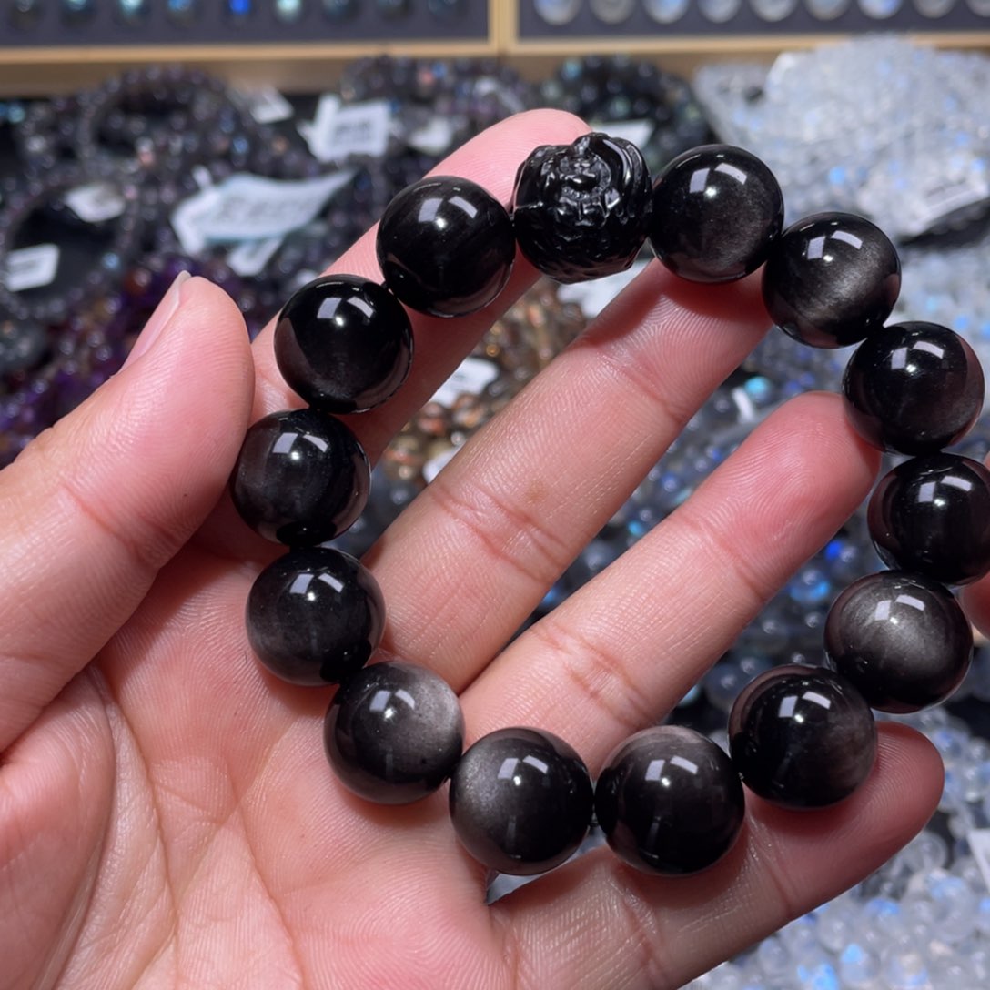 水晶手链未镶嵌银耀石手链16m