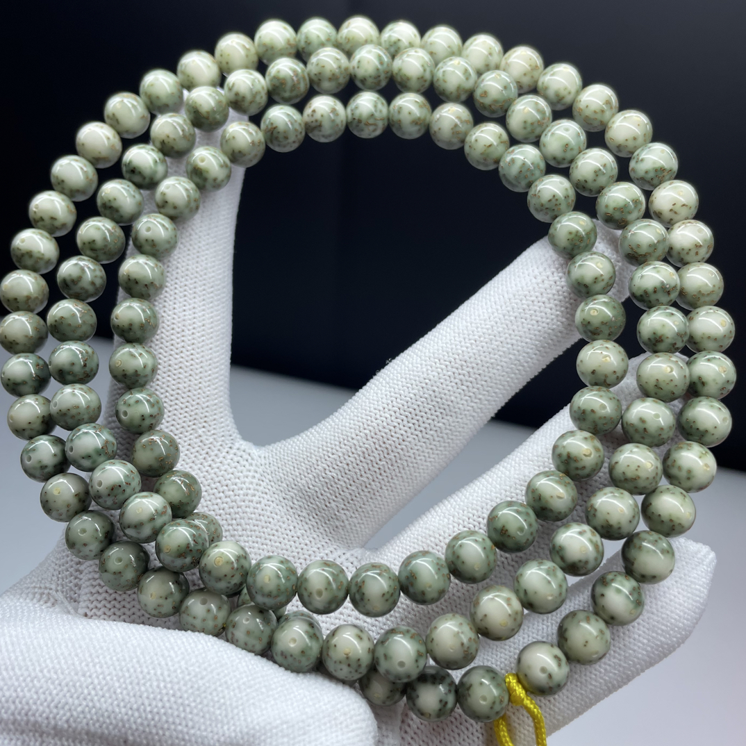 糯冰星月菩提饰品绿包白大眼睛稀散细8圆珠上等圆珠脖挂