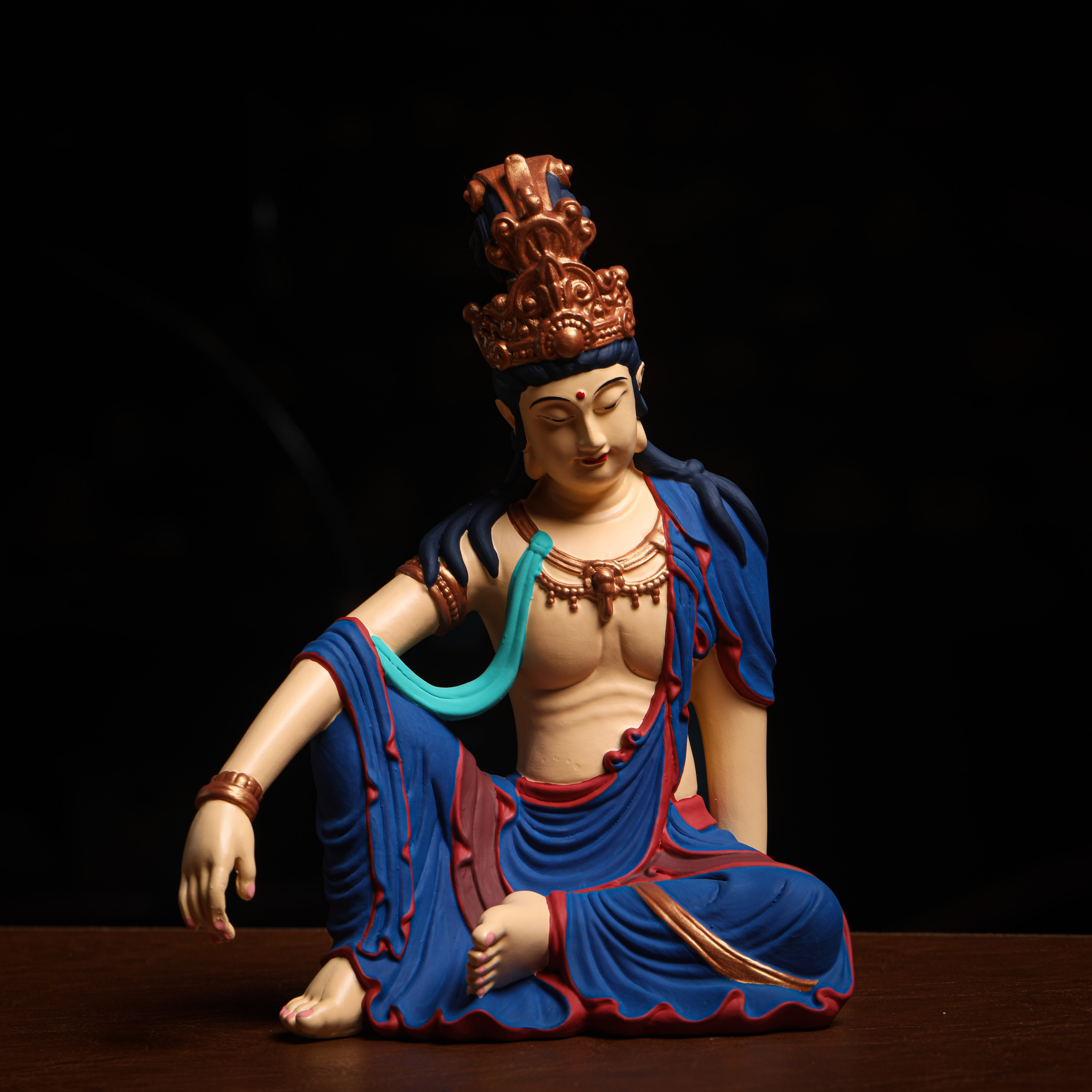 白云石自在观音【18*10*22】茶空间摆件家居禅意摆件博古架摆