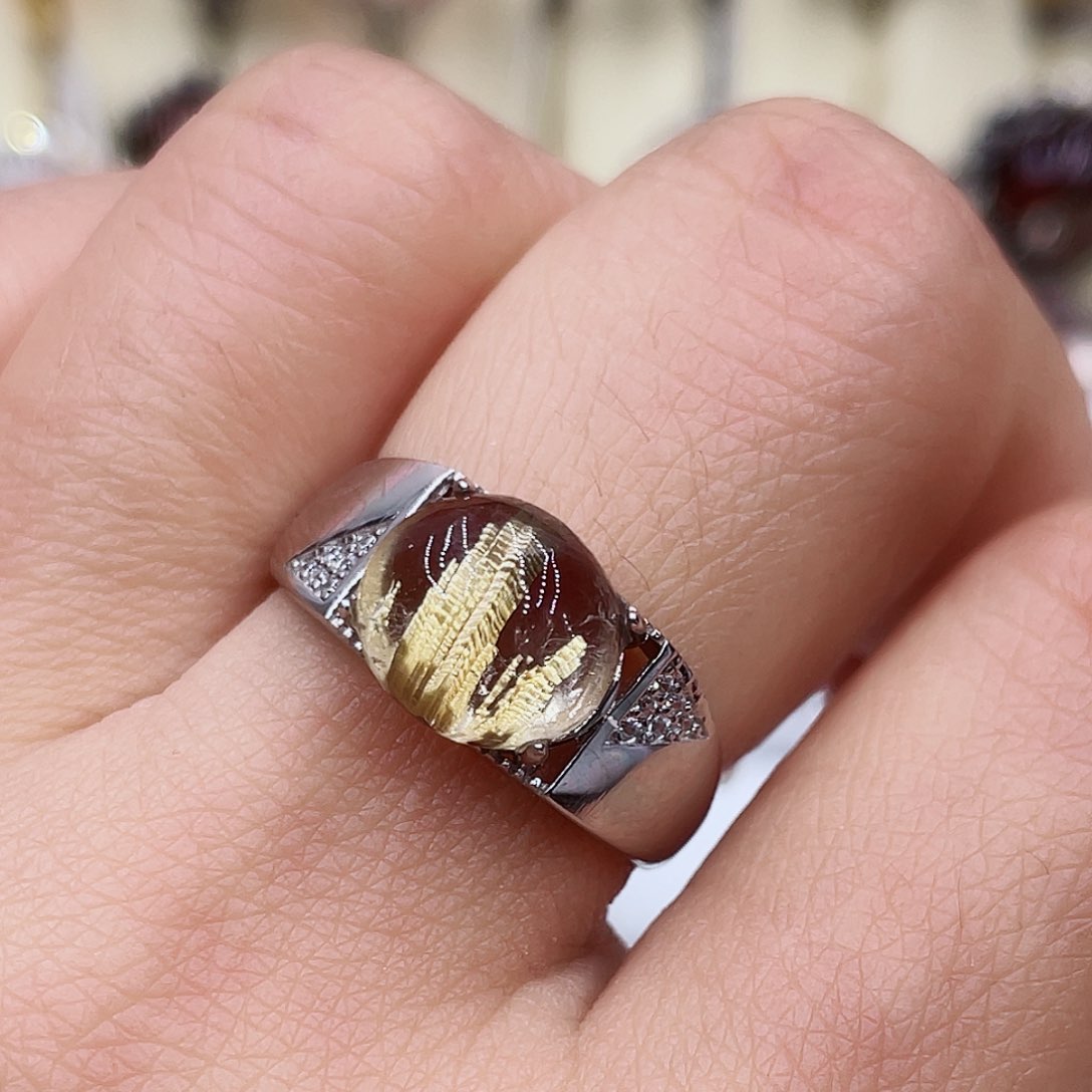 水晶戒指银S925镶嵌?*布