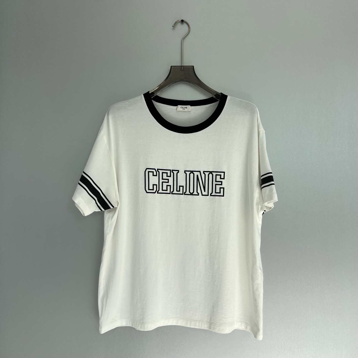 未使用 Celine/思琳 新款白色黑条短袖/XXL码（北京）