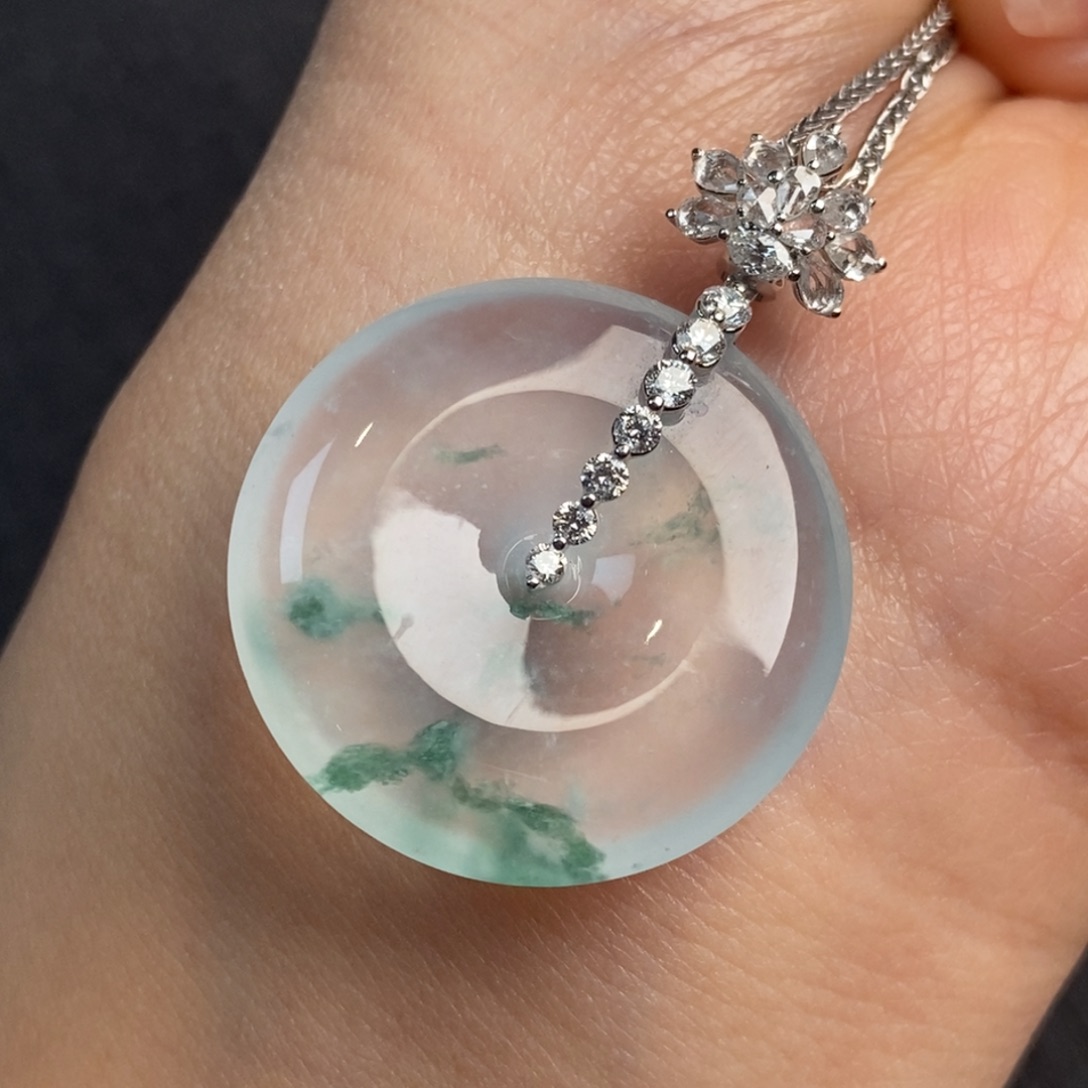 翡翠颈饰18K金镶嵌25.7-5.1