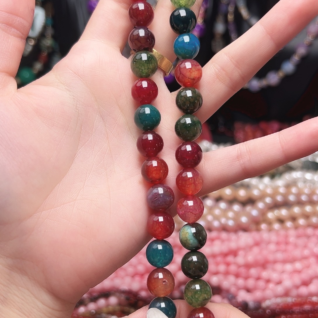 玛瑙/玉髓未镶嵌珠宝半成品k571 10m 彩色龙鳞纹玛瑙一条