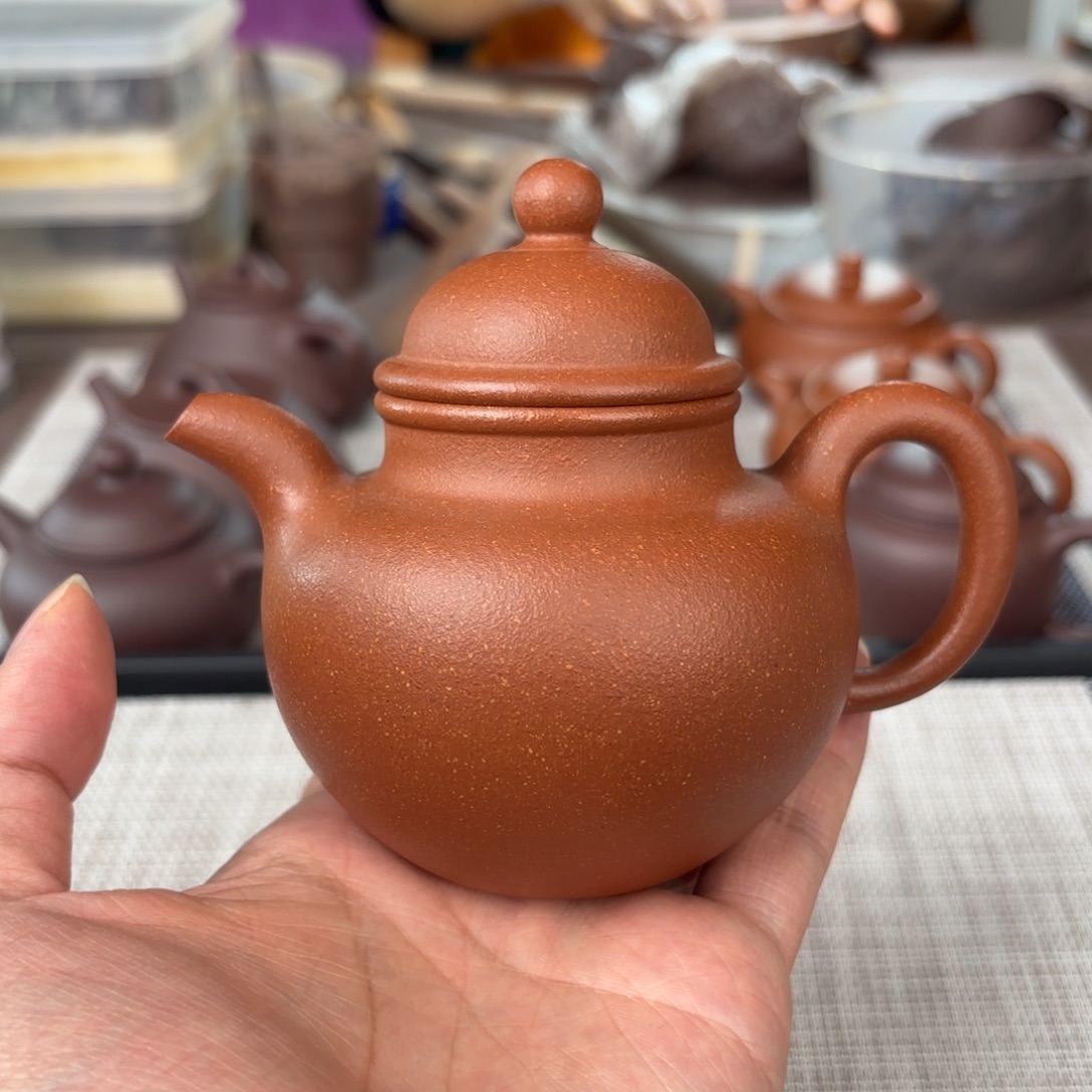 紫砂茶壶特价半手工红降坡掇球壶210cc不挑毛病