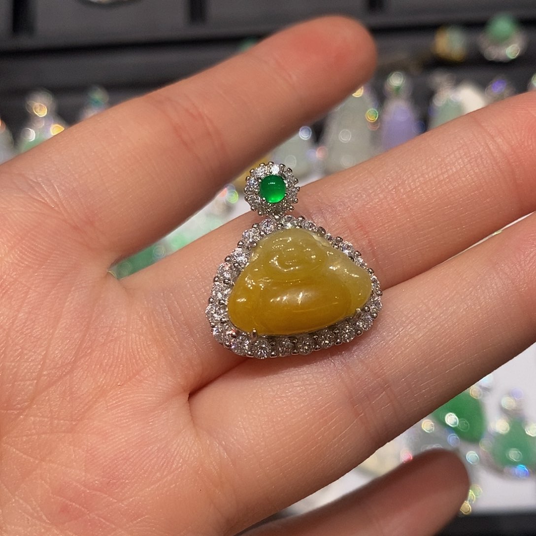 N***i翡翠银S925镶嵌颈饰天然翡翠