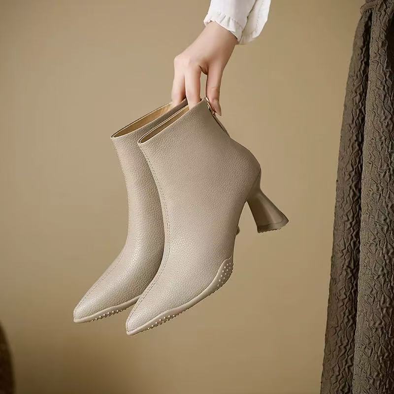 【蝉言精选】高端荔枝压花纹奢侈品专用牛皮运动短靴CKW  6688