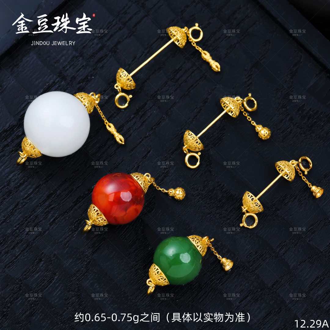 【专享】横轴万能扣|18K金原创设计大号螺纹灯笼万能扣吊坠扣单珠扣