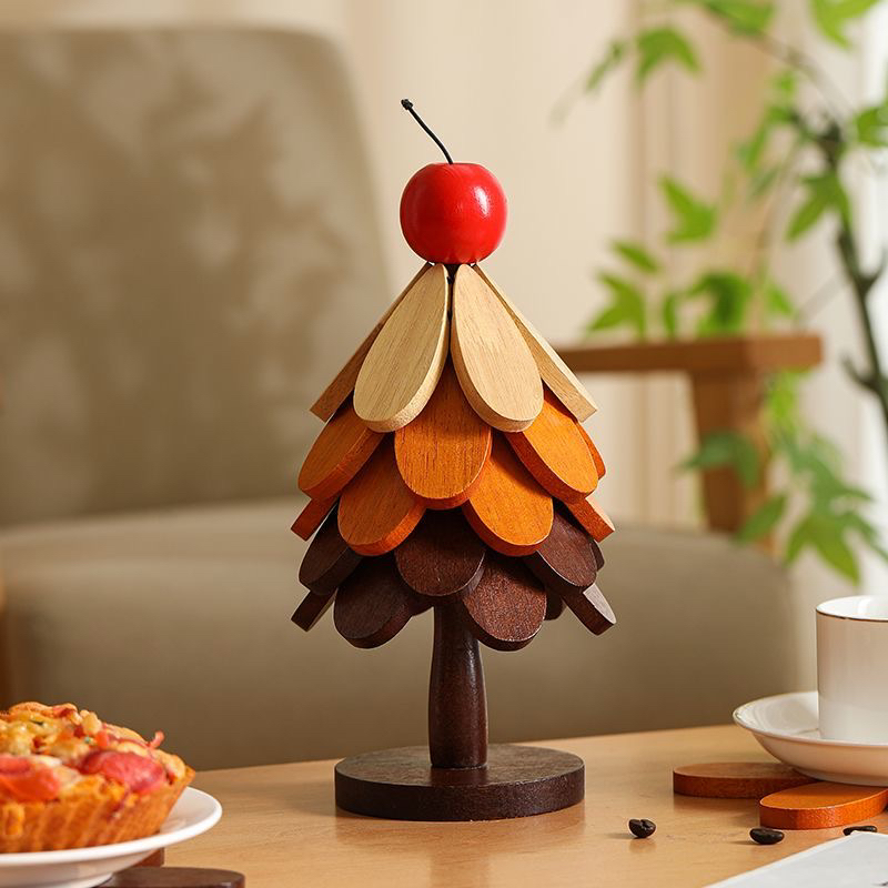隔热垫家用圣诞树餐桌饰品摆件创意一棵树防烫锅垫折叠杯垫碗垫