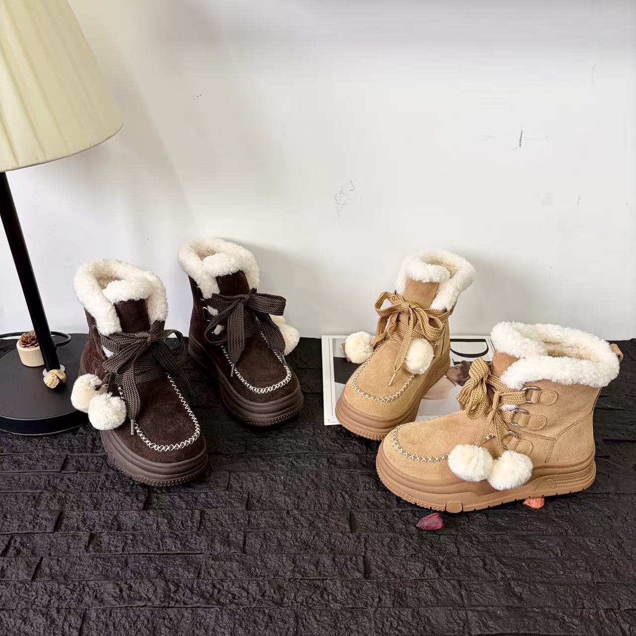 真皮厚底雪地靴女2025冬季新款百搭加绒加厚中帮东北棉鞋靴子
