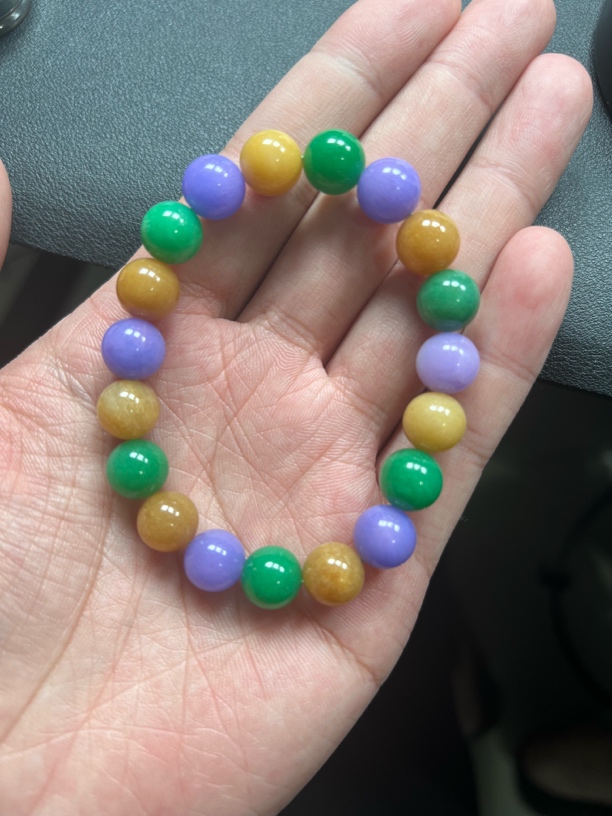 46号缅料色浓多宝3彩手串卡10左右随机发一件多样性彩色玉手串色