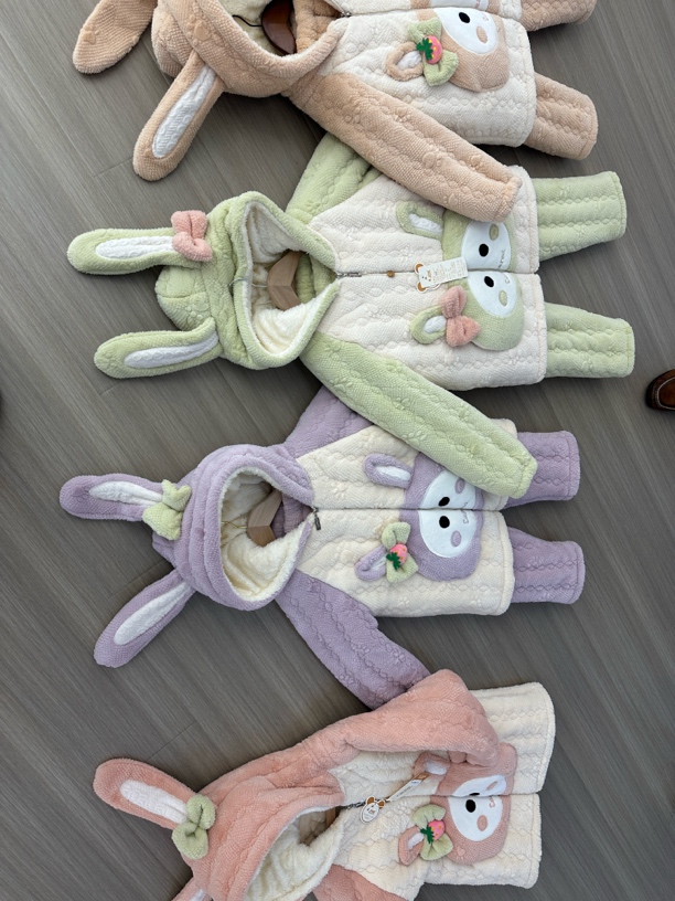 新款女小童拉链三层加厚保暖家居服