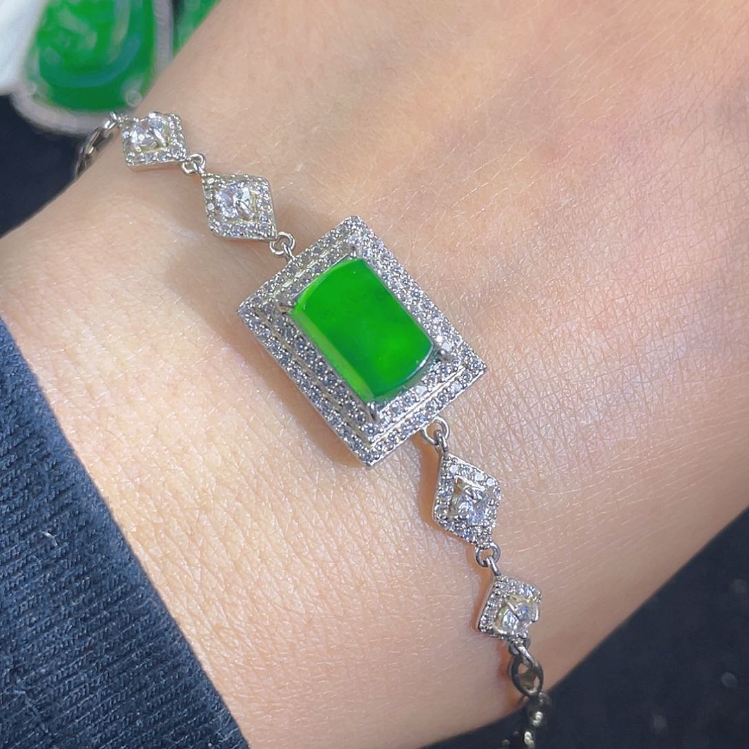 翡翠吊坠(不含链)银S925镶嵌