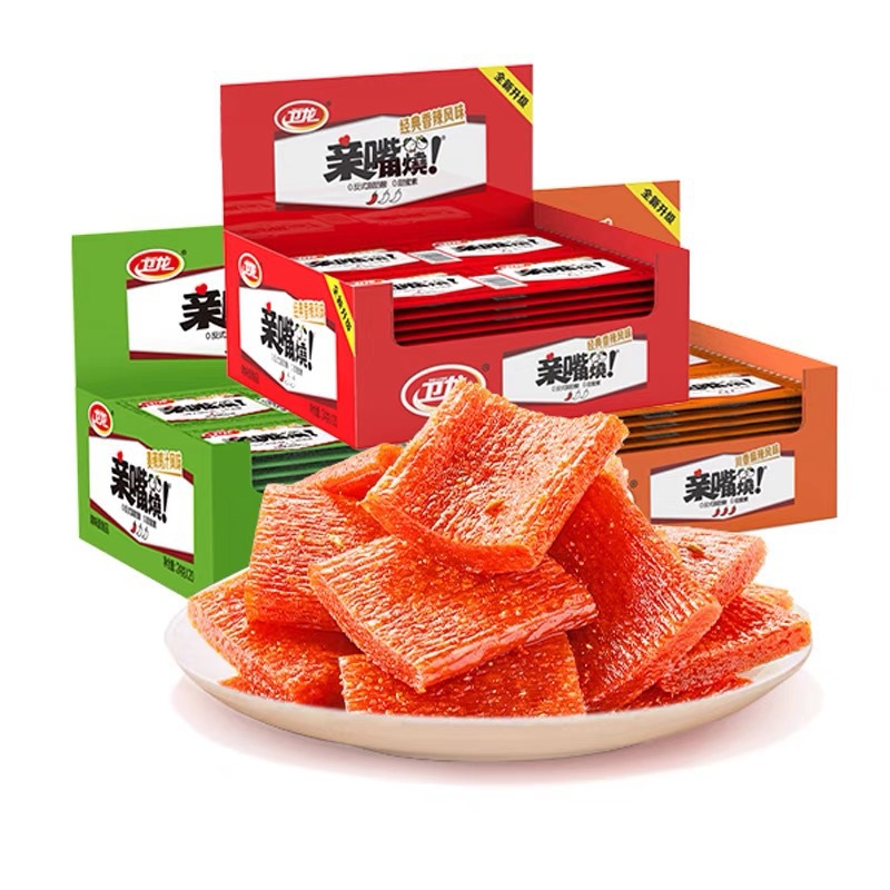 【对对碰】混合口味亲嘴烧大刀肉24g怀旧网红休闲辣条解馋零食
