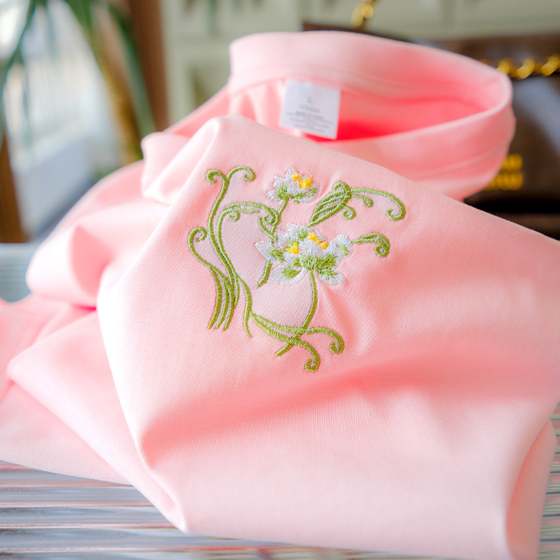 刺绣楼笙莲花纯棉白色短袖t恤女宽松2025夏季新款女装男士情侣装