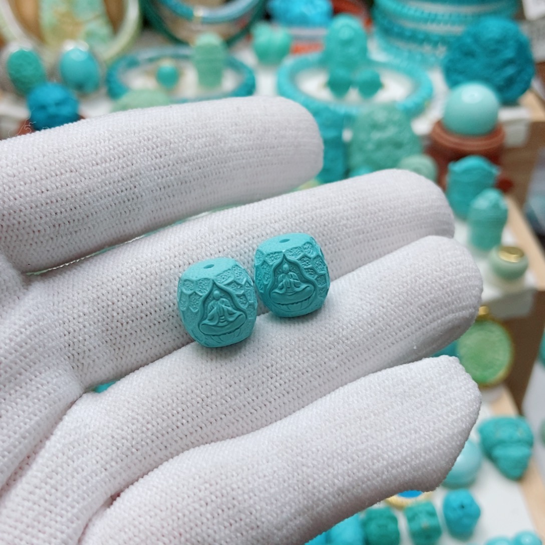 绿松石未镶嵌无相佛桶珠