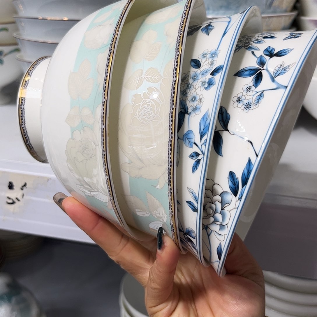 瓷片六次面碗四个混搭微瑕