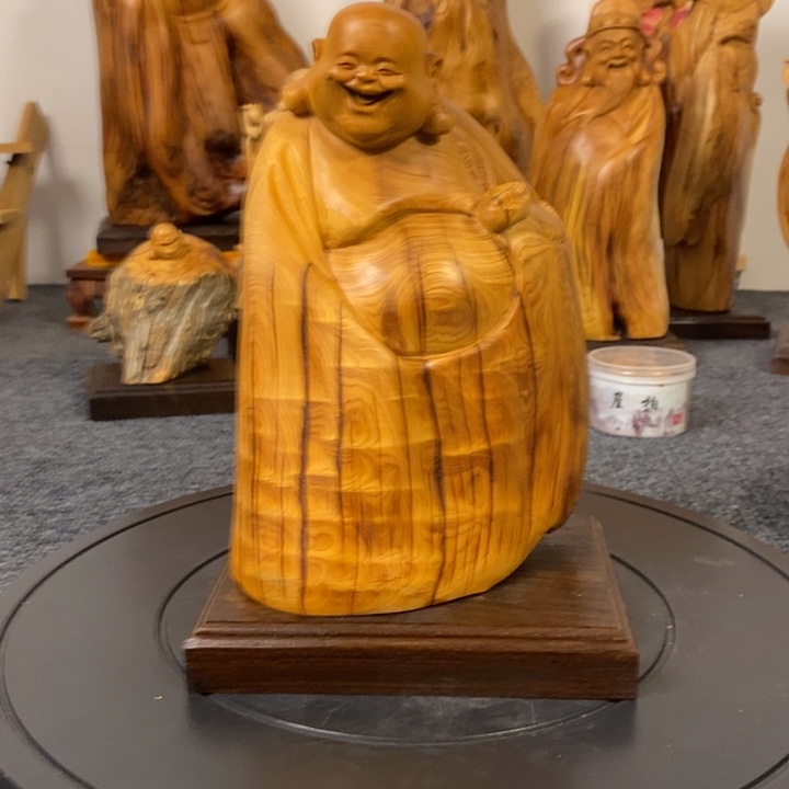 柏木（崖柏）招财弥勒佛摆件