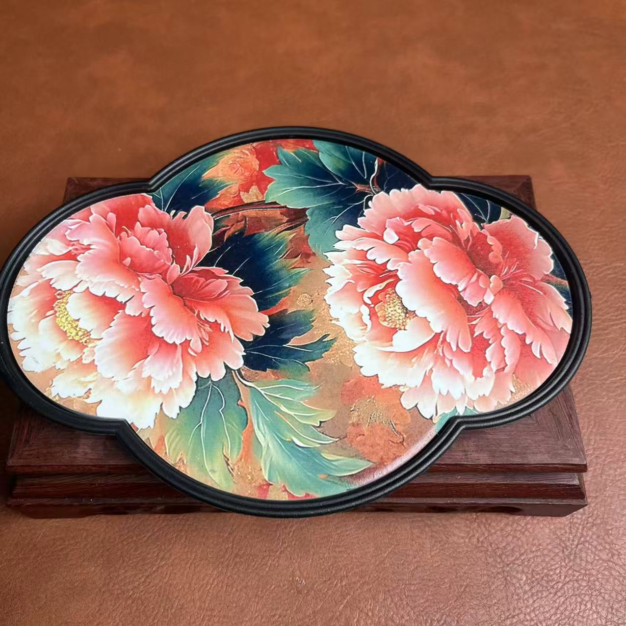 海棠吸水干泡盘【粉牡丹】-繁花似锦-5218