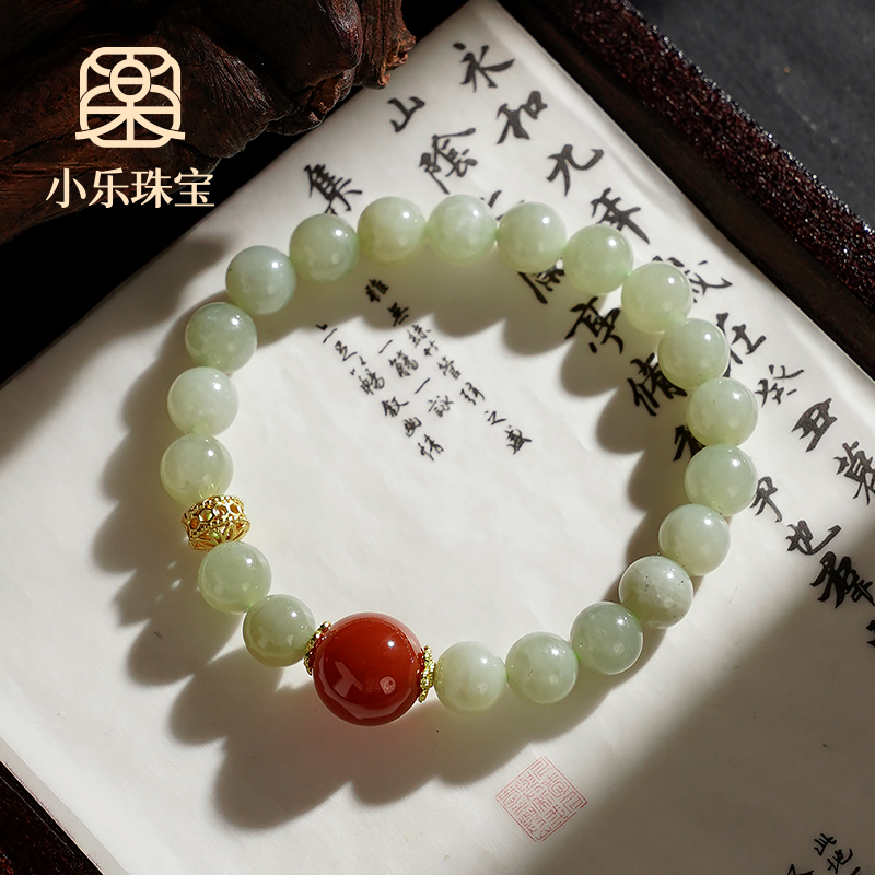 原创天然和田玉手链轻奢古风气质红玛瑙转珠多样性发一-6562
