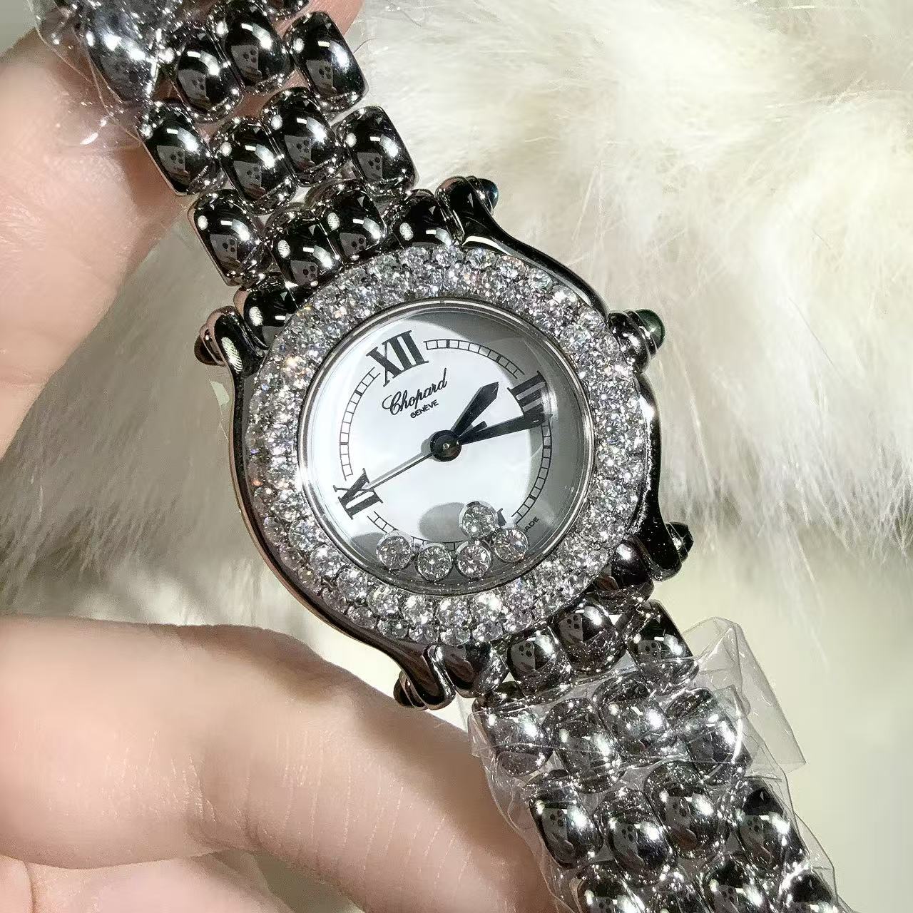 99新 Chopard/萧邦 快乐钻系列 表径26mm 石英腕表 后钻 