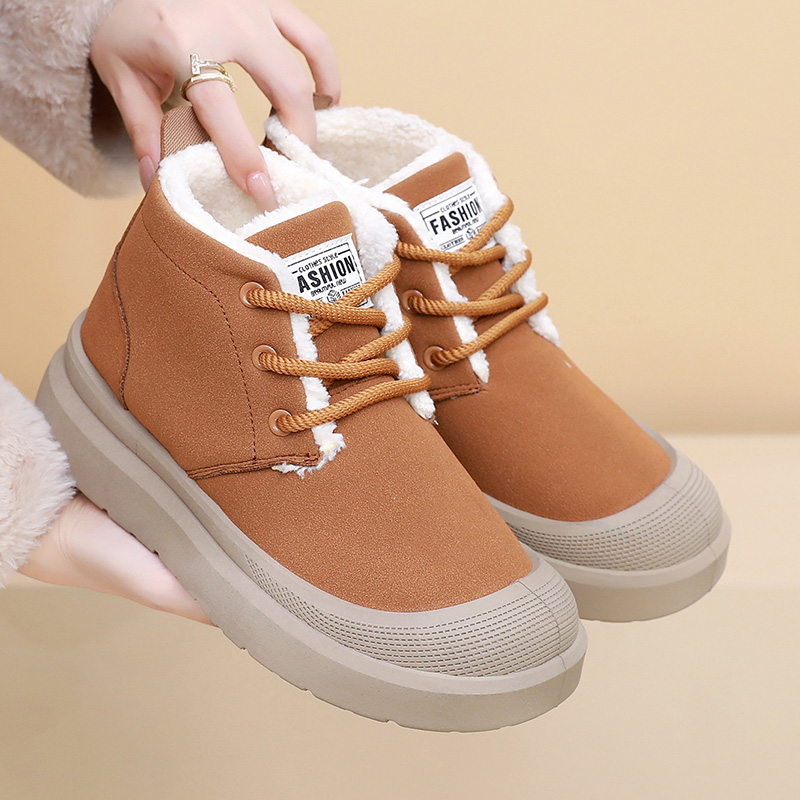 2025冬季新款加绒保暖厚底雪地靴马丁靴时尚百搭防滑休闲鞋中筒靴