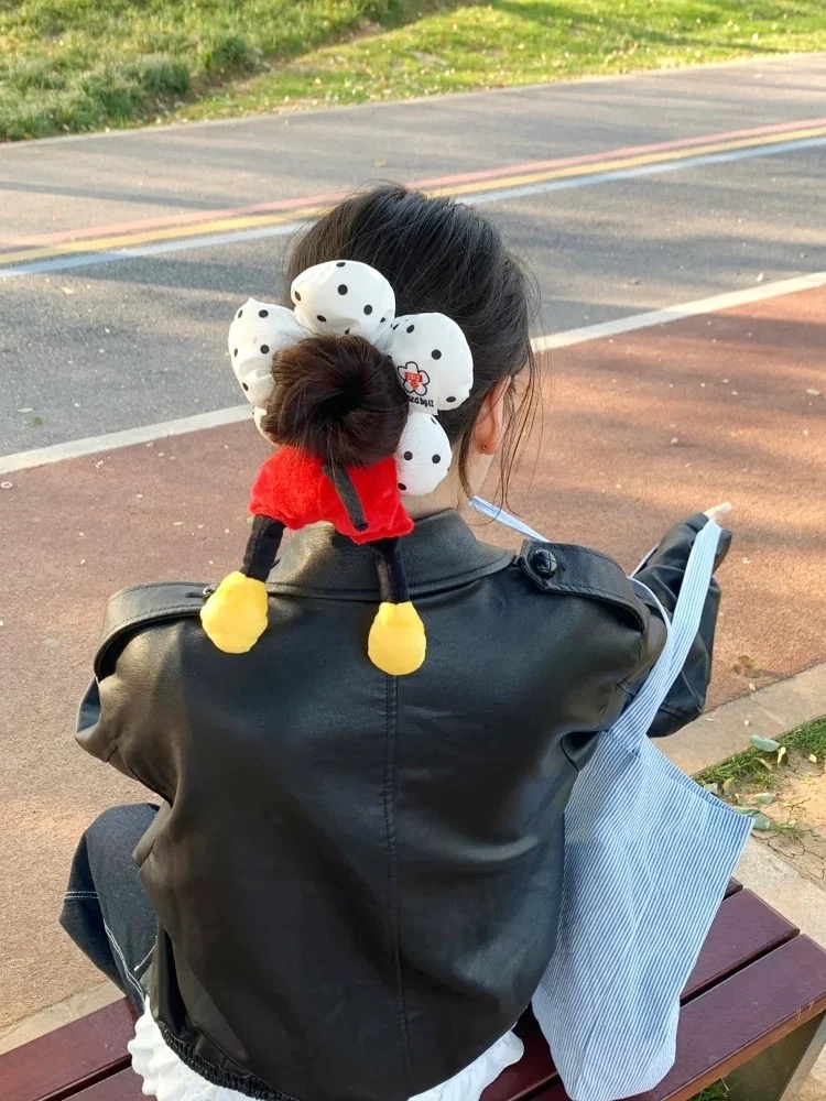 A287 可爱米奇屁屁花朵波点发圈卡通甜美可爱百搭