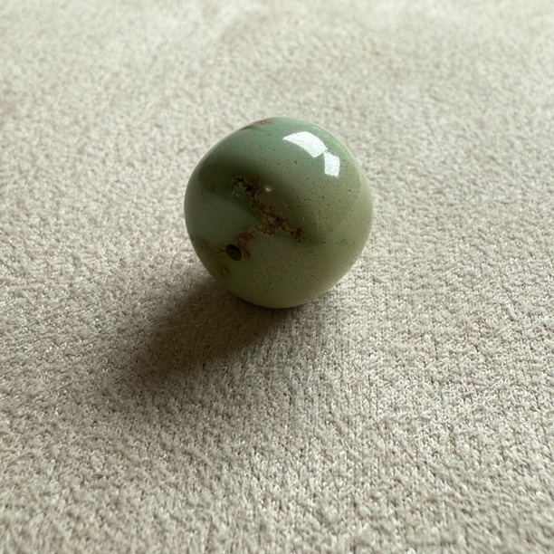 原矿纯天然无优化瓷釉玻璃瓷高瓷水草纹绿松石老型15.6×13mm4.5克