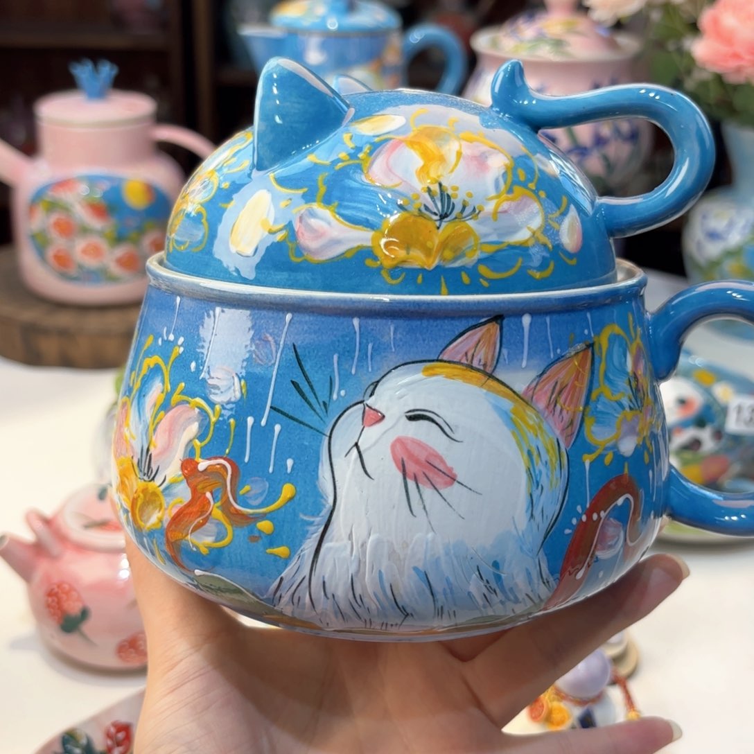 景德镇手绘高温釉下彩陶瓷茶具