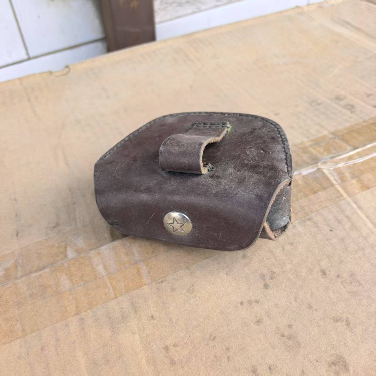 库存老牛皮风镜盒 收纳盒