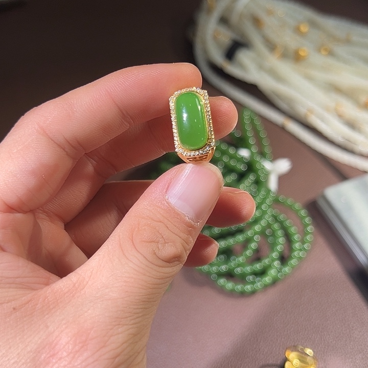 和田玉（糖玉）银S925镶嵌笔搁