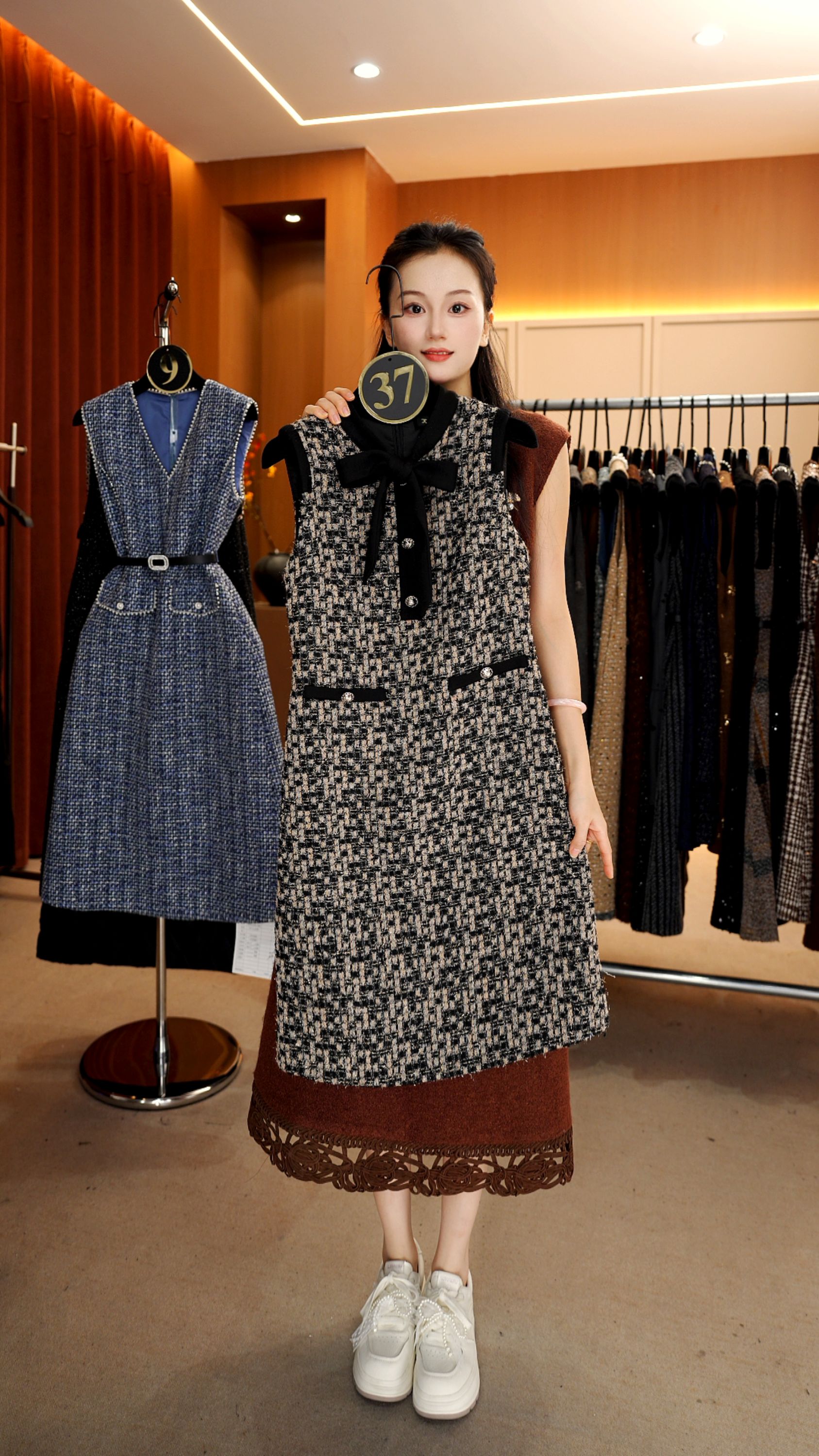 【宠粉价】小香风轻奢时尚气质无袖设计连衣NH-WX184