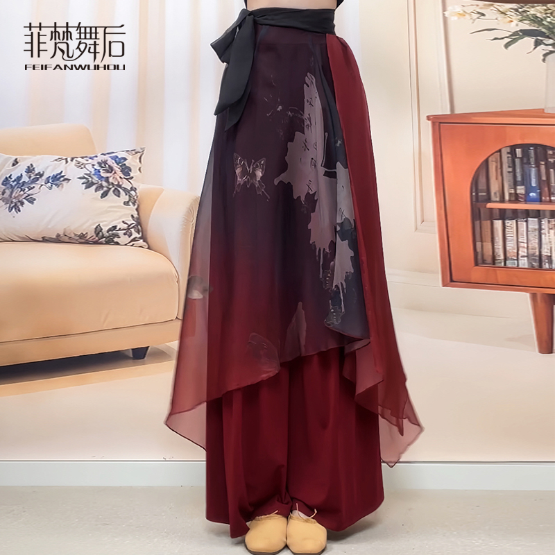 菲梵舞后系带印花臀巾叠穿现代舞蹈臀巾飘逸遮臀胯裆屁股修身显瘦