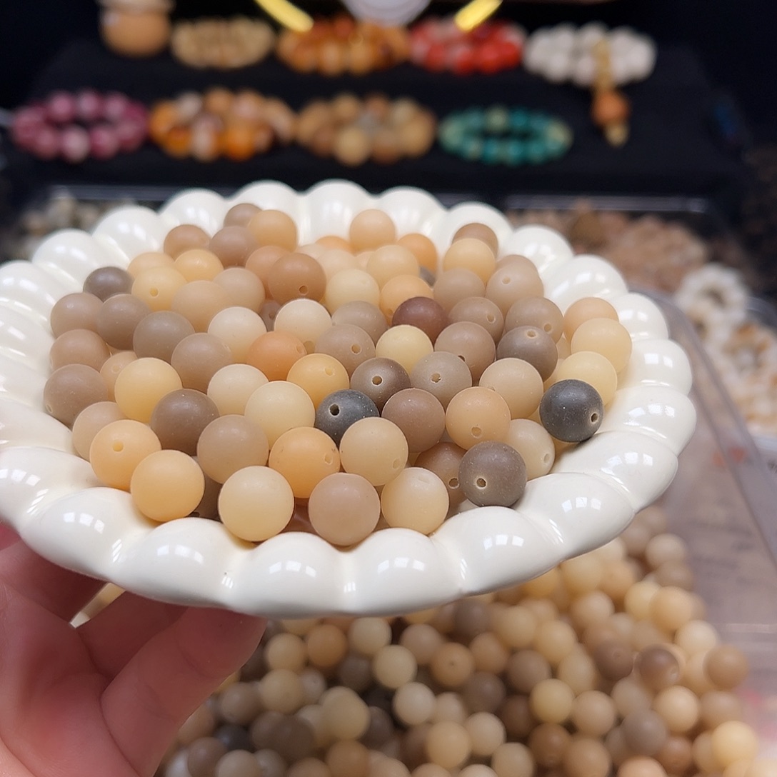 菩提根/象牙果手串卡12老料干磨圆130颗