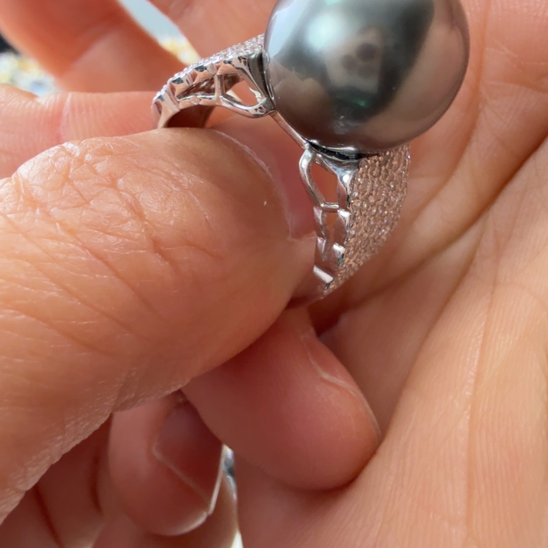 戒指银S925镶嵌海水珍珠