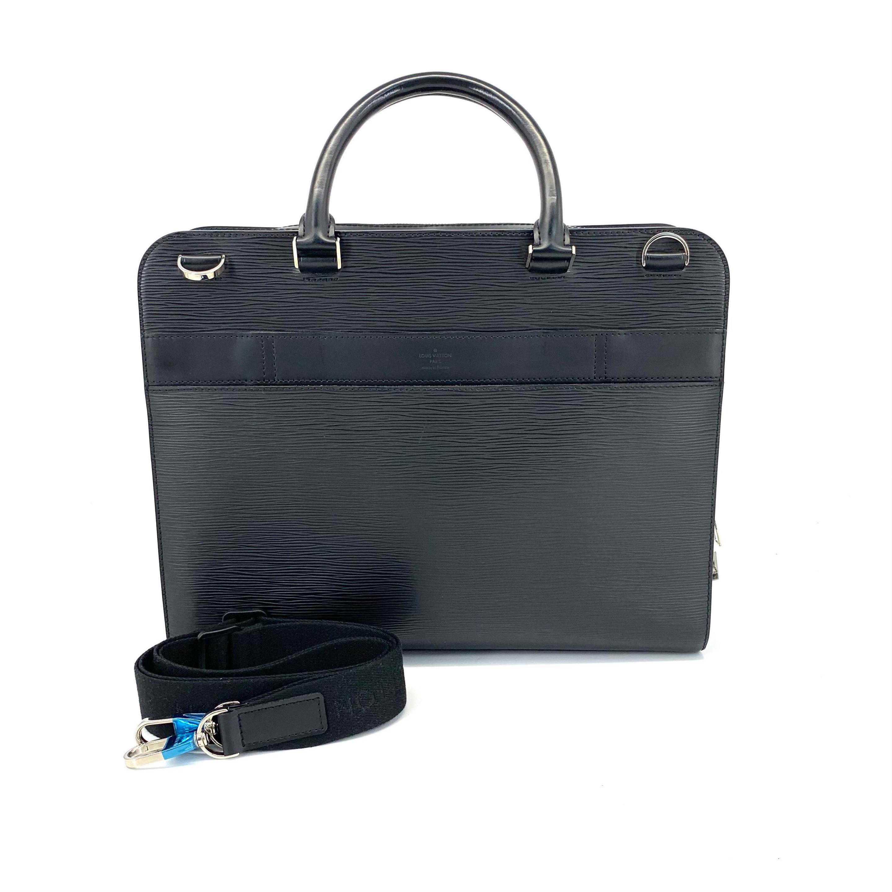 99新 LouisVuitton/路易威登 黑色全皮水波纹公文包 尺寸39/30