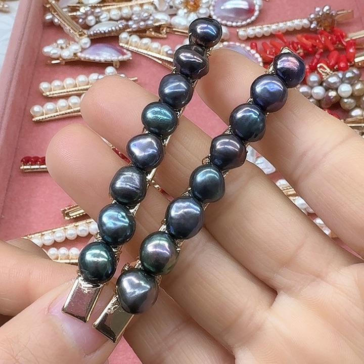 淡水珍珠发饰银S925镶嵌