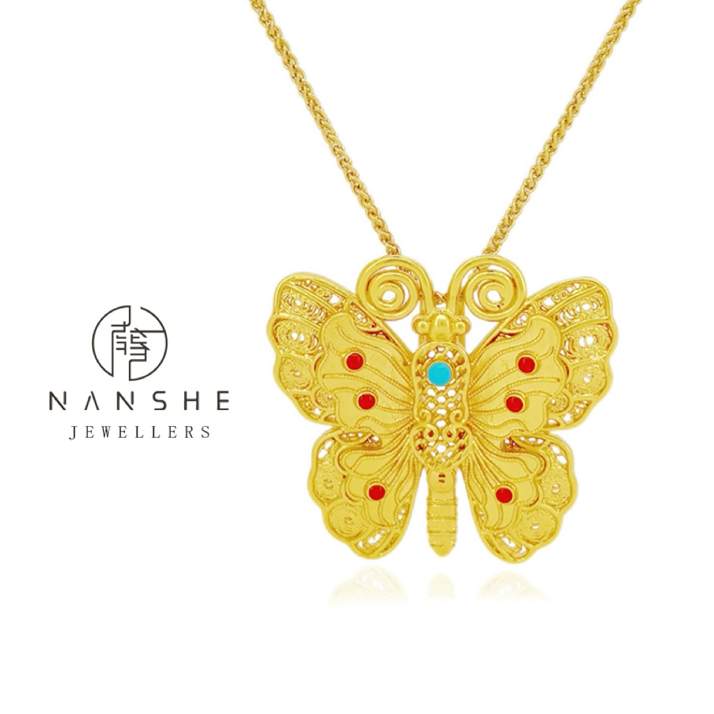 NANSHE/南奢 两款金色大蝴蝶轻奢气质项链