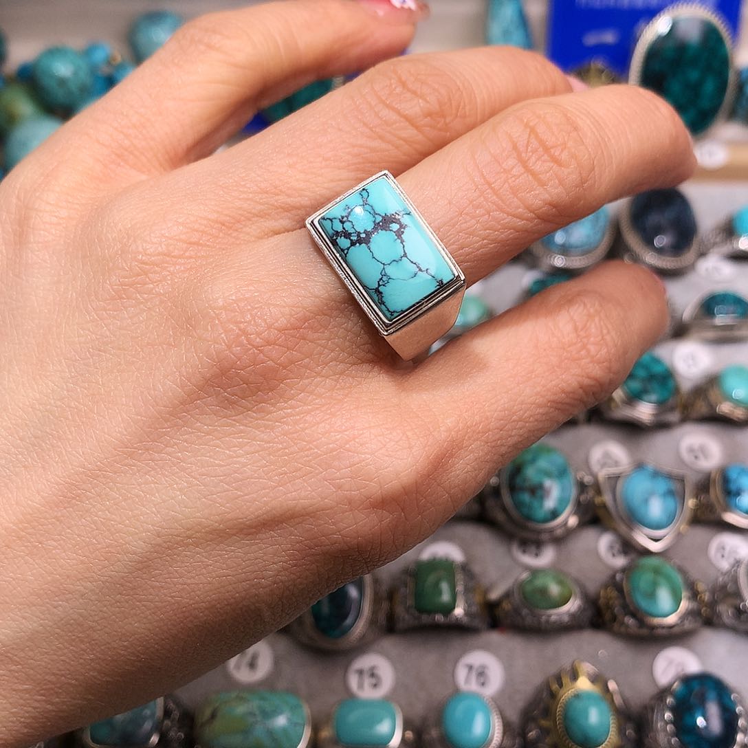 绿松石挂件银S925镶嵌