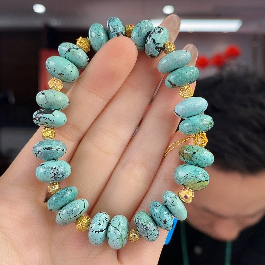 绿松石银S925镀金镶嵌珠宝奇石