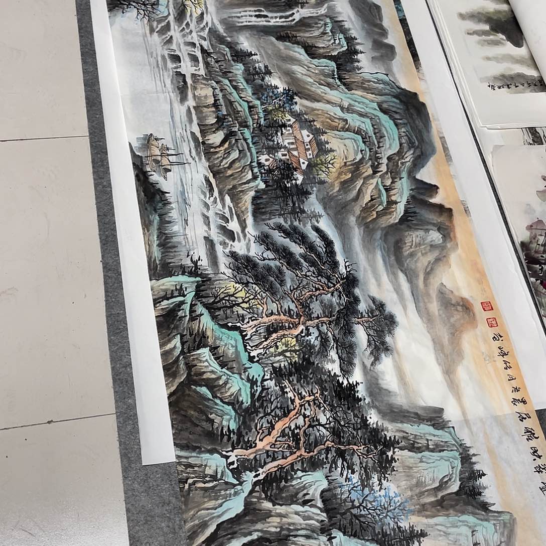 国画海*声小六尺画芯作品