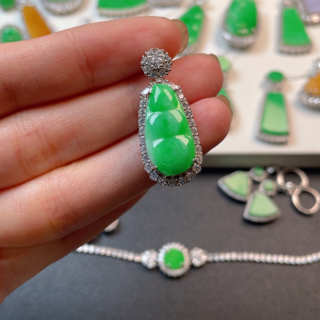 翡翠吊坠(不含链)银S925镶嵌