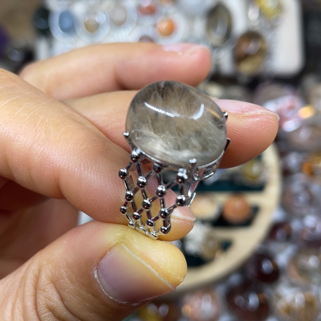 【闪购商品】银S925镶嵌珠宝半成品水晶戒指