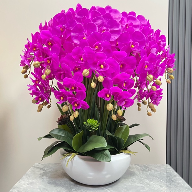 高档大盆手感保湿蝴蝶兰田园大号客厅茶几电视柜摆设假花装饰手工