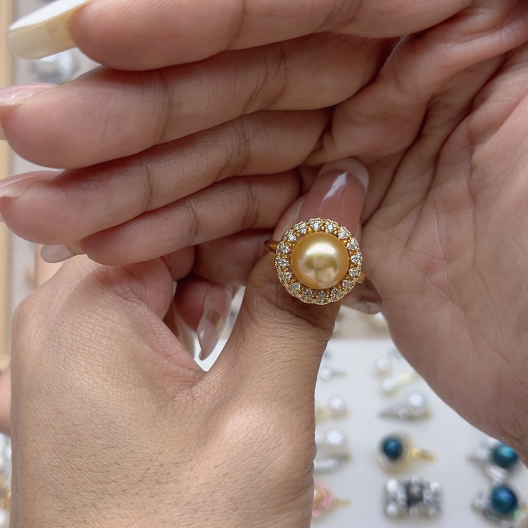 帅***吧戒指淡水珍珠合金