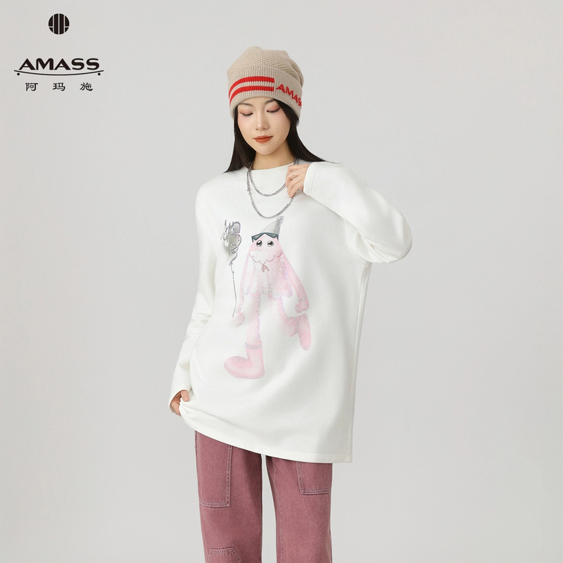 AMASS/阿玛施新款气质百搭宽松优闲时尚春秋款长袖套头卫衣530189