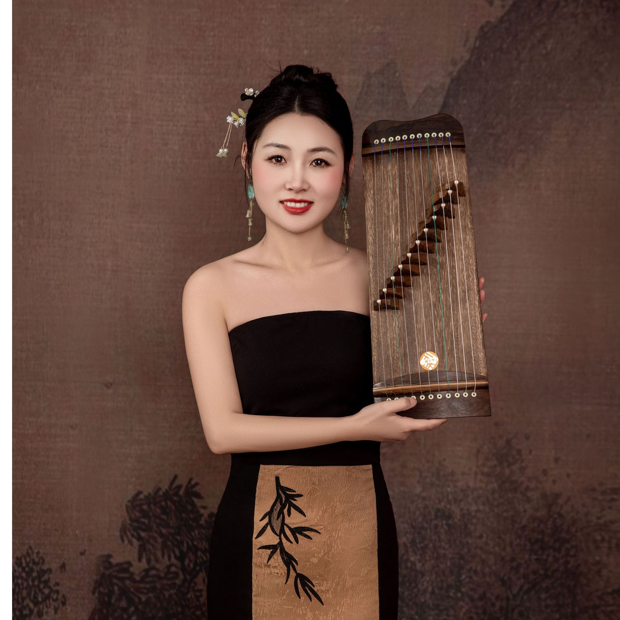 精致素描工艺  50厘米迷你古筝