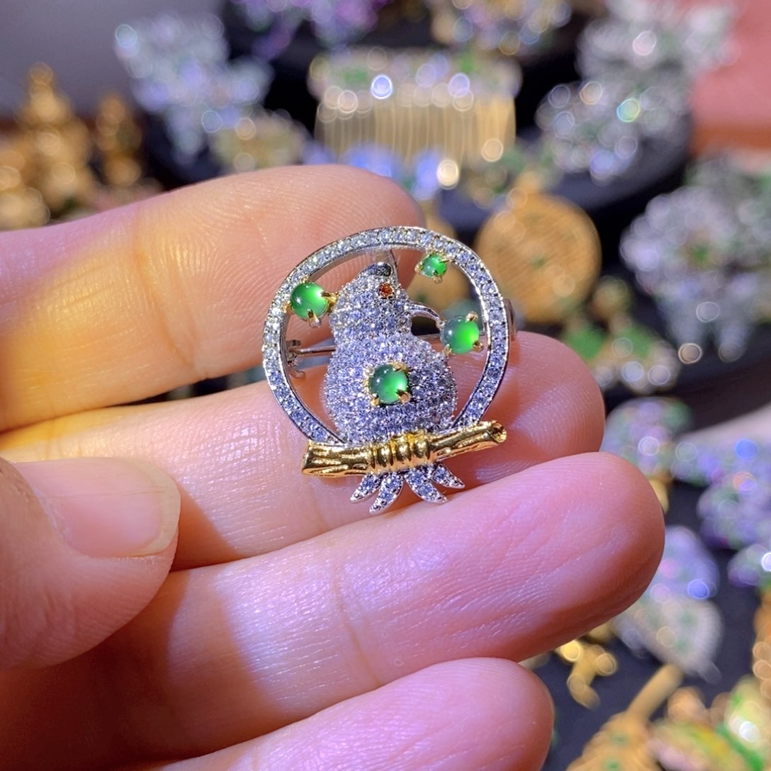 吊坠(不含链)银S925镶嵌翡翠
