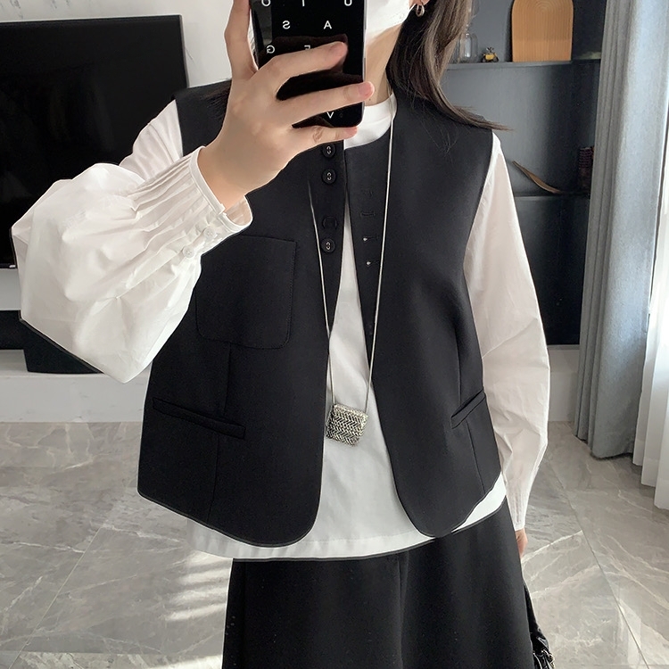 「设计感 5粒包扣」气质通勤西装马甲春秋休闲百搭叠穿马夹坎肩S038